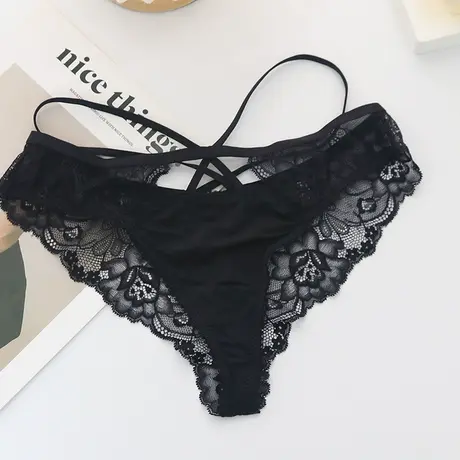 蕾丝性感情趣诱惑丁字裤内裤女透视刺绣低腰女士三角裤火辣图片