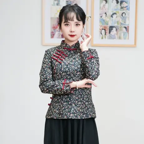 筠雅春季新款唐装女中国风改良旗袍上衣显瘦复古新中式女装24J035商品大图