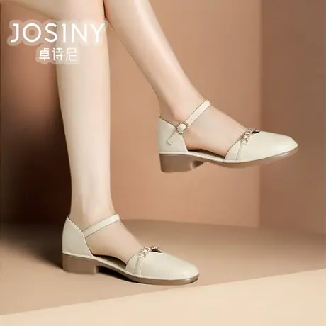卓诗尼女鞋2024新款夏天包头凉鞋女粗跟高跟鞋商场同款4J1A30662图片