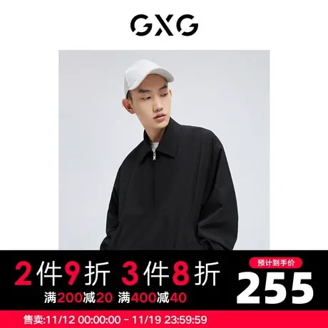 GXG男装 秋季潮流黑色宽松落肩翻领夹克外套10D1210838A商品大图