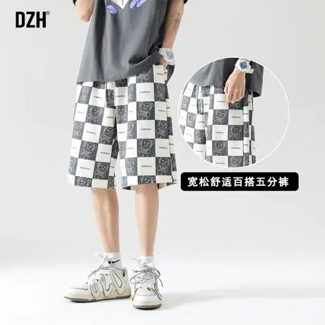 男生日系格子印花短裤男夏季潮流外穿大裤衩男裤2023新款宽松裤子商品大图