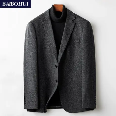 羊毛呢子西装外套男士秋冬新款韩版修身潮流英伦单件小西服上衣男图片