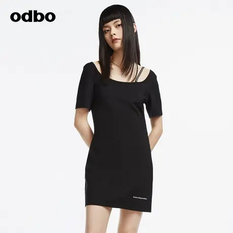 odbo/欧迪比欧原创设计简约风一字领连衣裙女夏季新款一步裙图片