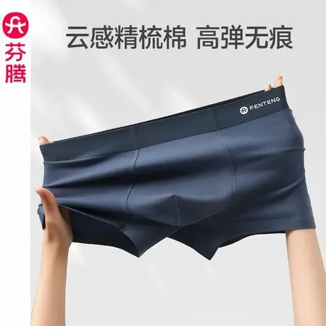 芬腾纯棉内裤男抗菌裆舒适透气平角裤青年男款无痕运动四角短裤头商品大图