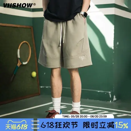 VIISHOW夏季美式复古运动休闲短裤宽松潮牌五分裤刺绣透气裤子男商品大图