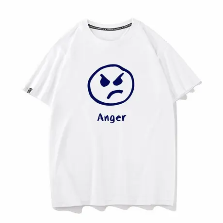 秀洛anger  生气表情包夏季新款纯棉短袖T恤男女打底衫半袖上衣服商品大图