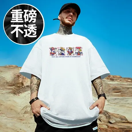2025美式加肥加大码男装宽松夏季纯棉打底上衣胖子T恤短袖半截袖商品大图