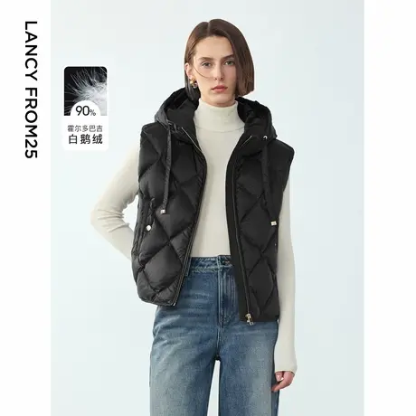 朗姿霍尔多巴吉白鹅绒设计感菱格外套女2024冬新款高级感羽绒马甲图片