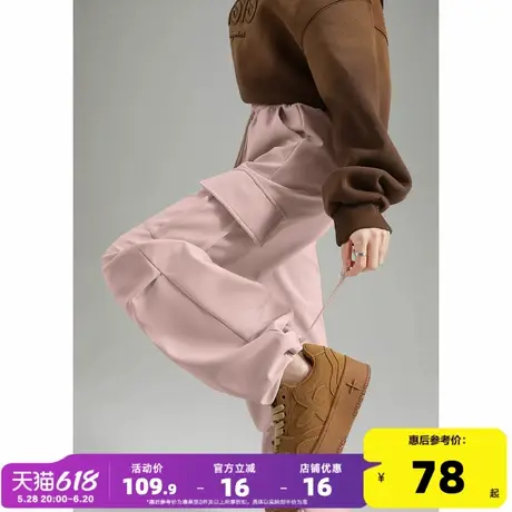 唐狮25春夏季新款女休闲裤工装裤显瘦潮流宽松大口袋时尚束脚裤pc商品大图