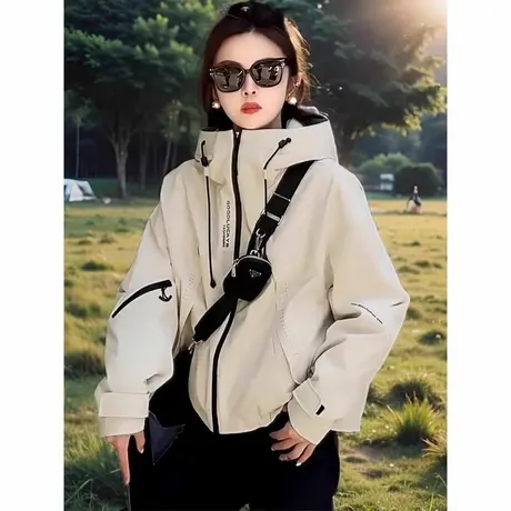 加厚夹棉服冲锋衣外套女秋冬季2025新款春秋爆时尚休闲短款羽绒服图片