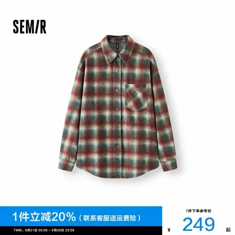 森柔牛仔|商场同款森马牛仔衬衫女中长款2025秋新款oversize衬衣图片