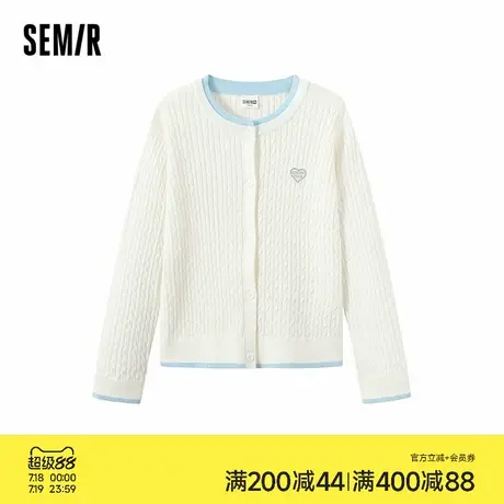 森马儿童2025年秋季女中童毛衫假两件绞花开衫商品大图