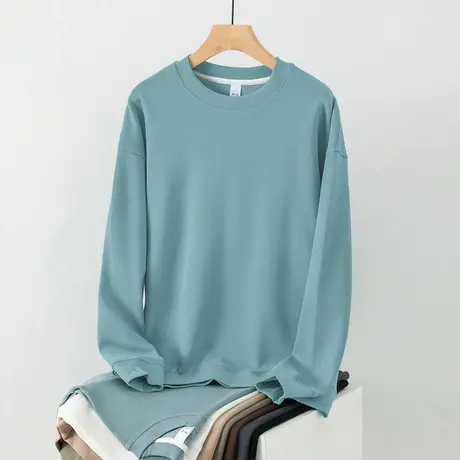 350g重磅套头卫衣男春秋季无帽圆领宽松潮流百搭纯色上衣长袖t恤商品大图