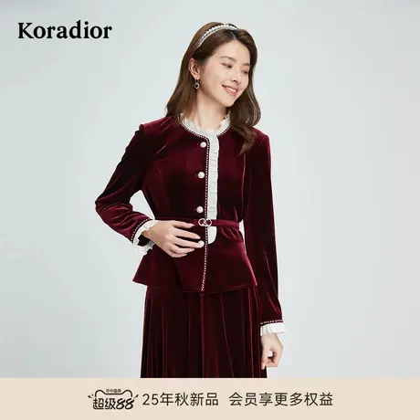 珂莱蒂尔商场同款秋季款法式浪漫优雅气质丝绒小衫女装上衣商品大图