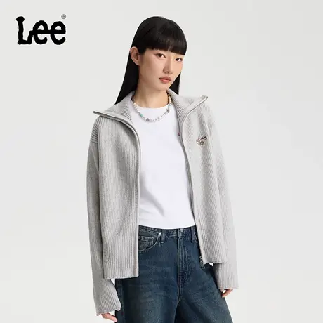Lee25秋冬新品舒适版高领拉链双色混色效果女长袖毛衣开衫休闲潮商品大图