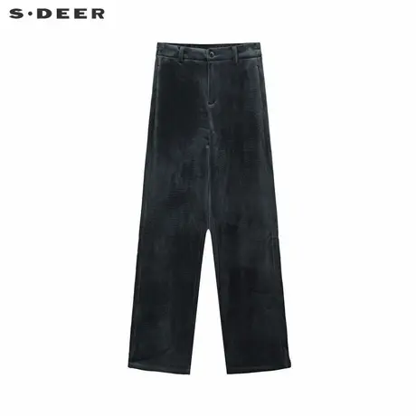 sdeer圣迪奥女装复古插袋直筒灯芯绒长裤S224Z0813商品大图
