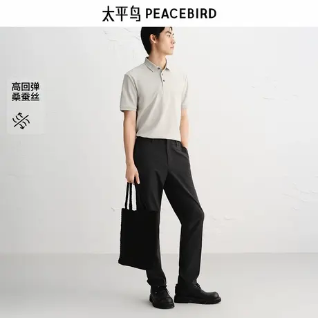 【商场同款】太平鸟男装Polo衫25秋季新款暗纹提花短袖 B1COF3111商品大图