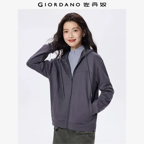 佐丹奴外套女装破骨连帽宽松针织卫衣外套 05375857商品大图