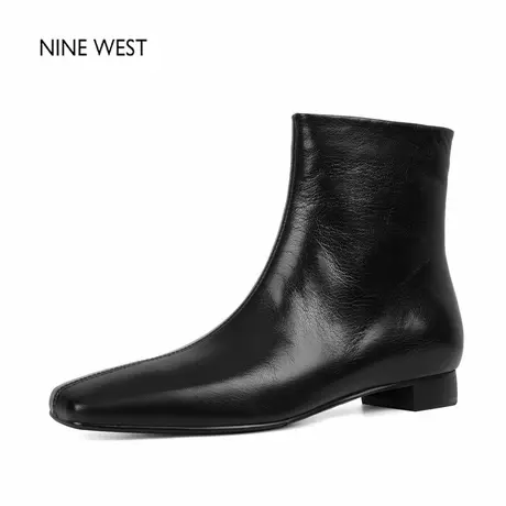 奥莱专供Nine West/玖熙复古英伦风马丁靴真皮粗跟短靴秋冬女靴子图片