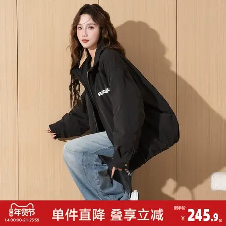 唐狮2026冬季女立领短款字母棉衣外套时尚小个子高级感休闲外衣图片