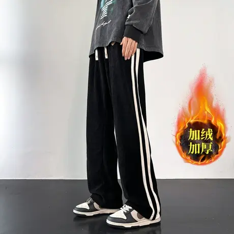 春秋季青少年加绒长裤子男孩初中高中学生帅气休闲运动裤大童卫裤图片
