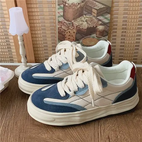 Betoo 2023年新款厚底溶解帆布鞋女ulzzang百搭板鞋小众小白鞋商品大图