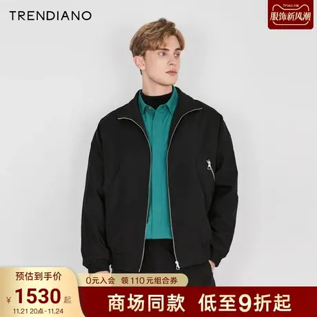 TRENDIANO官方2023新款春夏季白色时尚开衫外套男士夹克休闲款商品大图