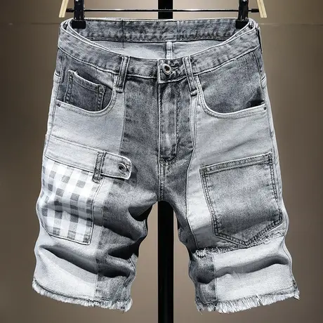 夏天时尚潮牌补丁乞丐牛仔短裤男五分裤韩版潮流中裤百搭男士裤子商品大图