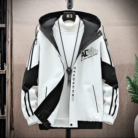 夹克男春秋装薄款上衣连帽卫衣青少年外穿秋衣中学生秋季外套男装商品大图