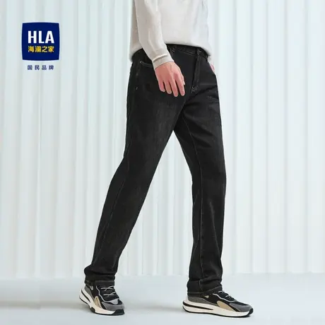 HLA/海澜之家一条过冬牛仔裤23秋冬新时尚舒适弹力加绒加厚裤子男商品大图