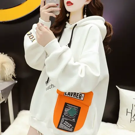 春秋薄款连帽卫衣女2024新款春季爆款洋气宽松设计感oversize外套商品大图