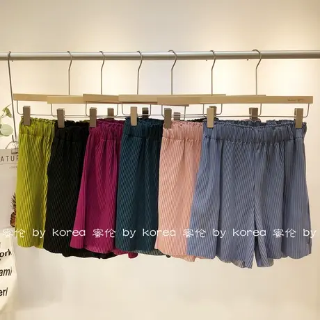 2020夏季新款韩国东大门高腰荷叶边短裤裙百褶裙阔腿裤大码显瘦商品大图