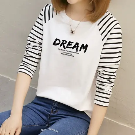 春装纯棉长袖T恤女士宽松体恤打底衫春季上衣服2022春秋新款内搭图片