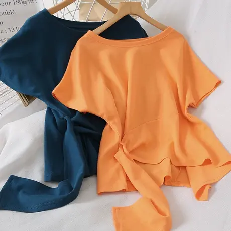 小众设计感短袖t恤女ins潮2020夏季新款韩版宽松不规则洋气上衣服商品大图
