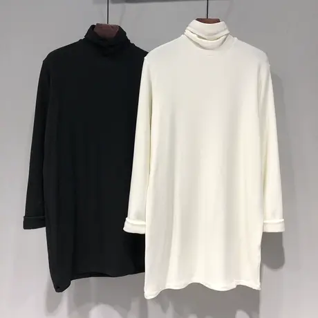 大码德绒高领打底衫女内搭秋冬长袖T恤洋气宽松显瘦保暖ins潮上衣图片