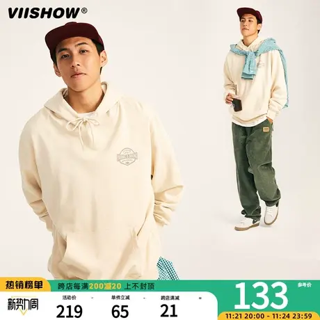 VIISHOW连帽卫衣男秋季新款oversize山峰印花休闲情侣外套ins潮牌商品大图