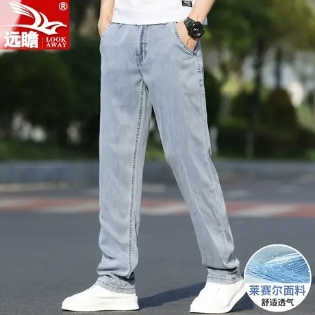夏季薄款天丝牛仔裤男士宽松直筒2023新款休闲冰丝超薄长裤子男款商品大图