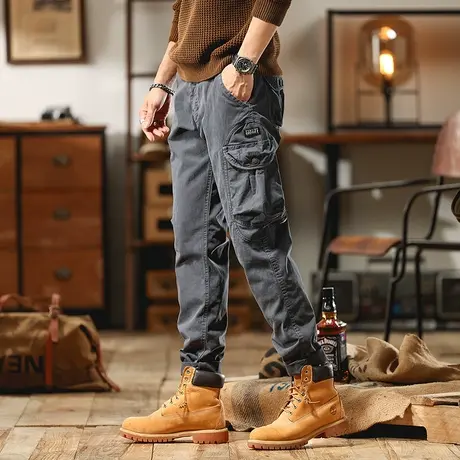 裤子男款工装裤男大码潮流裤子束脚工装裤春秋冬男士百搭休闲裤商品大图