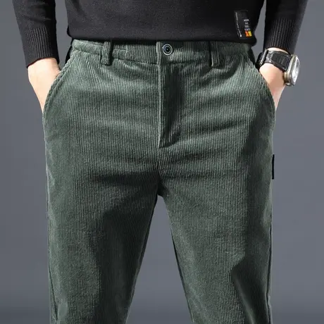 春秋款条绒灯芯绒男裤工作外穿秋冬季男士秋季休闲长裤子宽松直筒商品大图