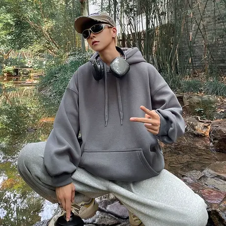 美式重磅卫衣男春秋季新款宽松复古国潮帽衫潮流衣服男生连帽外套商品大图
