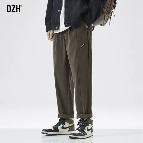 男士咖色休闲裤子男秋季美式高街灯芯绒男裤秋款2023年新款直筒裤图片