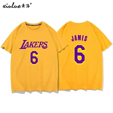 秀洛湖人詹姆斯6号球衣2021年新款T恤短袖男篮球球服詹皇衣服图片