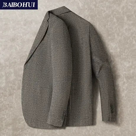 秋冬季修身小西服上衣男士时尚休闲英伦复古高档羊毛呢子西装外套图片