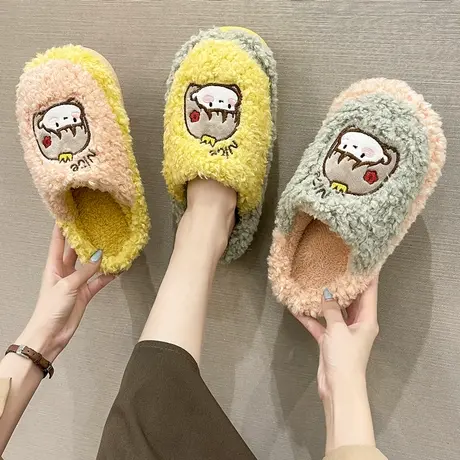 棉拖鞋女家用秋冬室内居家保暖可爱卡通小女孩毛绒拖鞋女ins冬天商品大图