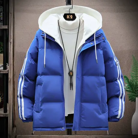 秋冬装男孩连帽棉衣帅气青少年新款高品质假两件棉服保暖大童袄子图片