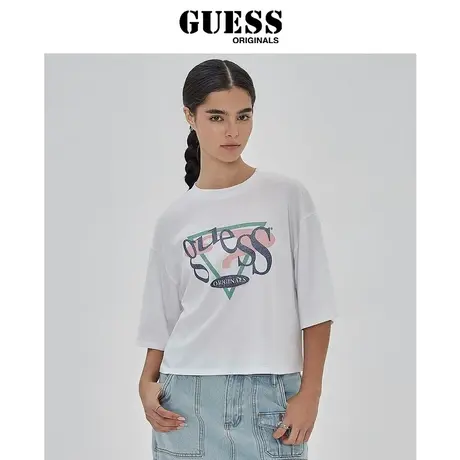 GUESSOriginals女士百搭纯色logo中袖T恤-W4RI96JA914商品大图