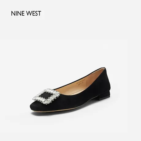 Nine West/玖熙银河时光水钻方扣平底单鞋女2025夏新款百搭一脚蹬图片