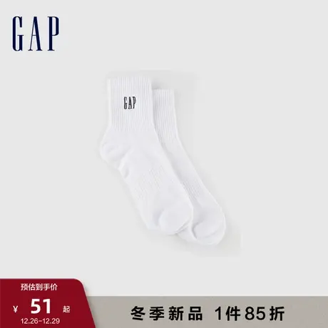 Gap男装秋季新款LOGO罗纹针织休闲中筒袜透气吸汗及踝袜837325图片