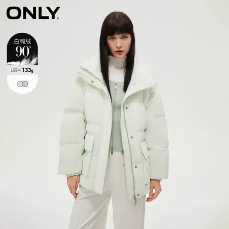 【甄选专享】ONLY奥莱90白鸭绒宽松立领保暖口袋羽绒服女商品大图