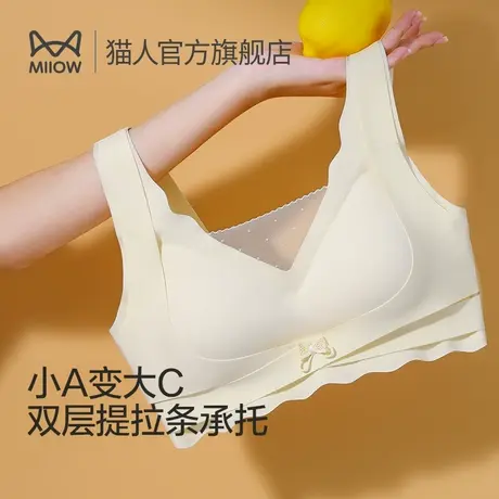 猫人内衣女小胸显大聚拢文胸无痕软支撑收副乳防下垂少女美背胸罩图片